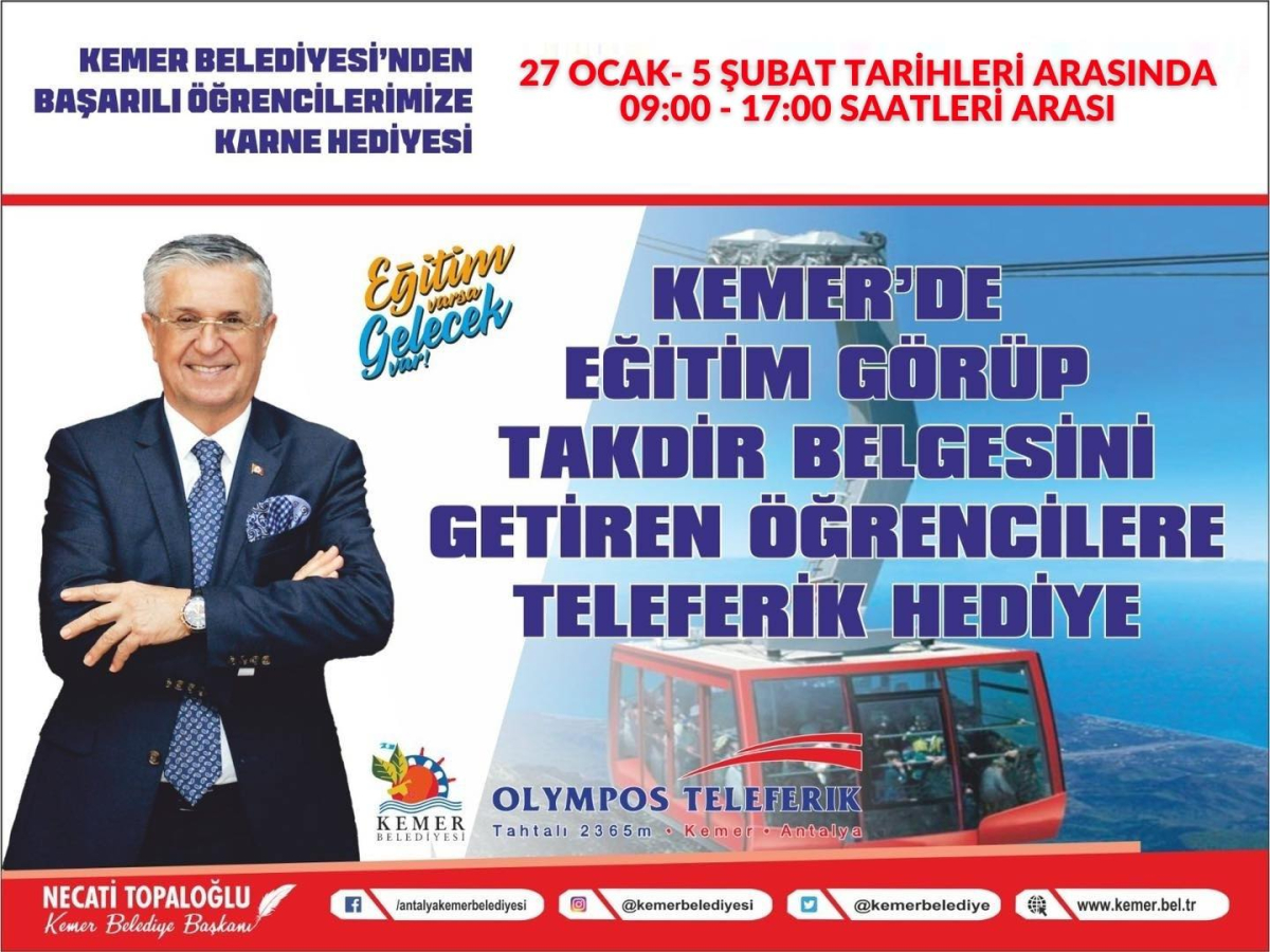 Kemer Belediyesi, Başarılı Öğrencilere Tahtalı Dağı'nı Hediye Ediyor