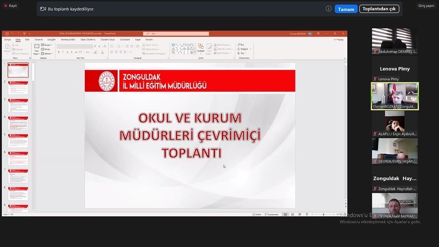 İl Millî Eğitim Müdürü Osman Bozkan Başkanlığında Toplantı Gerçekleştirildi