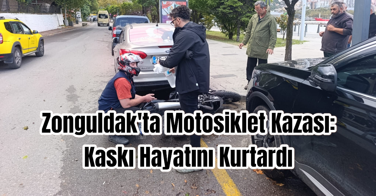 Zonguldak'ta Motosiklet Kazası: Kaskı Hayatını Kurtardı