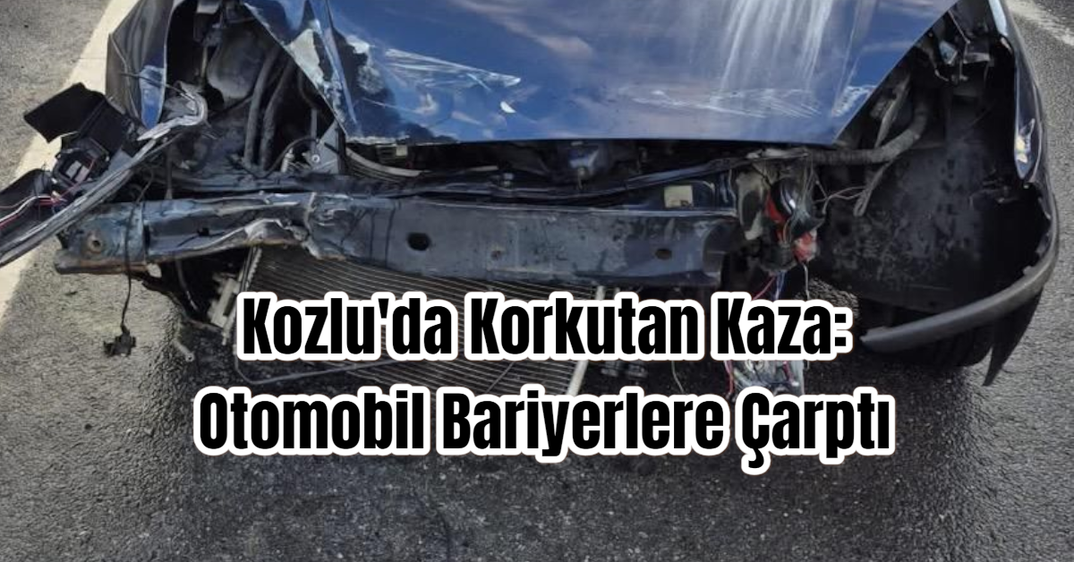 Kozlu'da Korkutan Kaza: Otomobil Bariyerlere Çarptı