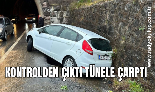 Kontrolden çıktı tünele çarptı 