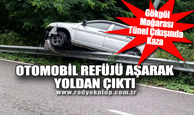 Gökgöl Mağarası Tünel Çıkışında Kaza: Otomobil Refüjü Aşarak Yoldan Çıktı